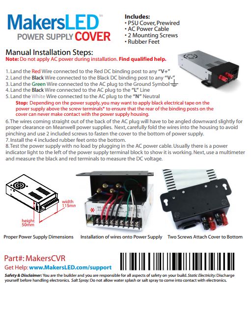 MakersLED Power Supply Cover Manual